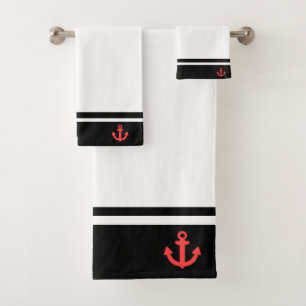 Noir nautique + Rouge blanc Ancre Bandé