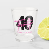 Noir Neon rose Quarante-40e Anniversaire Verre de  (Devant)