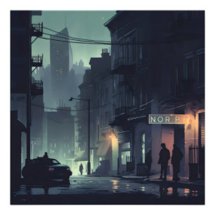 Noir Night City Foto Afdruk