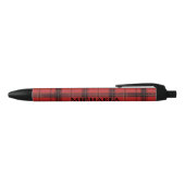 Noir Nom personnalisé Stylo de vacances Red Plaid/Tarta (Haut)