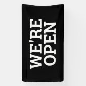 Noir nous sommes ouvert modèle panneau de bannière (Verticale)