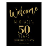 Noir or 50 ans anniversaire signe de bienvenue (Devant)