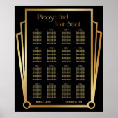 Noir & Or Art Déco 16 Tables Tableau de siège (Devant)