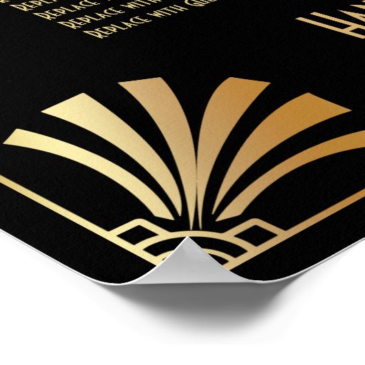 Noir & Or Art Déco 16 Tables Tableau de siège (Coin)