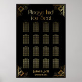 Noir & Or Art Déco 16 Tables Tableau de siège (Devant)