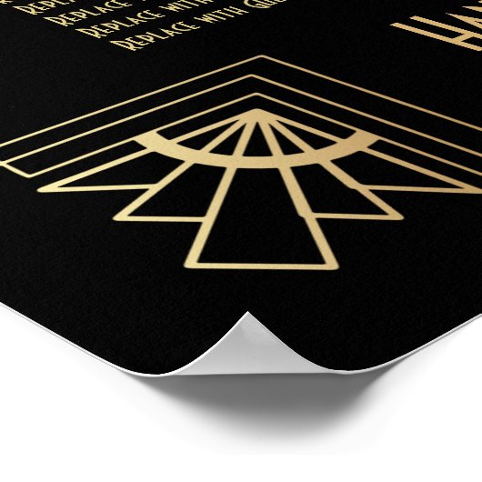 Noir & Or Art Déco 16 Tables Tableau de siège (Coin)