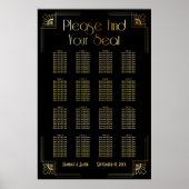 Noir & Or Art Déco 16 Tables Tableau de siège (Devant)