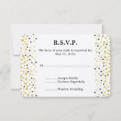 Noir Or Confetti Dots Mariage RSVP (Devant)