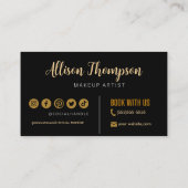 Noir Or Elegant Maquillage Artiste Carte de visite (Dos)