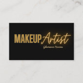 Noir Or Elegant Maquillage Artiste Carte de visite (Devant)