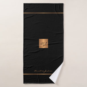 Noir or élégant nom monogramme personnalisé