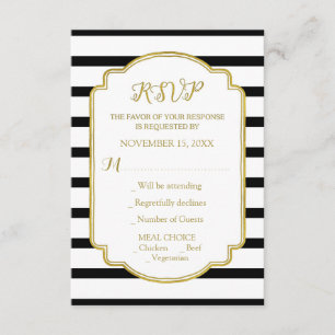 Noir or et blanc stries mariage RSVP