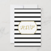 Noir or et blanc stries mariage RSVP (Dos)
