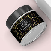 Noir & Or Floral Cosmetic Jar Wraparound Étiquette