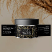 Noir & Or Floral Cosmetic Jar Wraparound Étiquette
