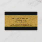 Noir & Or Foil Confetti Chic Carte de visite (Dos)