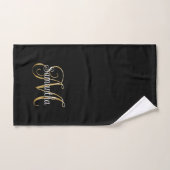 Noir Or Métallisé Bouclé Signature M Monogramme (Serviette à main)