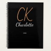 Noir or monogramme initiales nom 2025 planificateu (Devant)