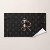 Noir or monogramme initiales nom script élégant (Serviette à main)