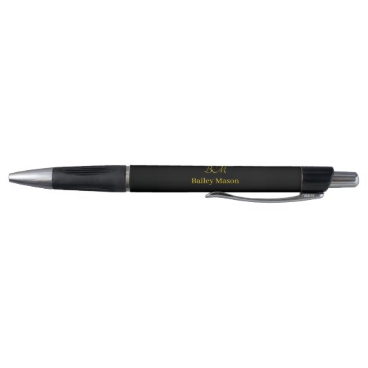 Noir or monogramme Nom du script initial stylo (Bas)
