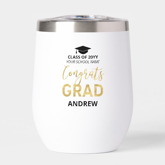 Noir & Or | Nom Félicitations Grad Graduation Cade (Avant)