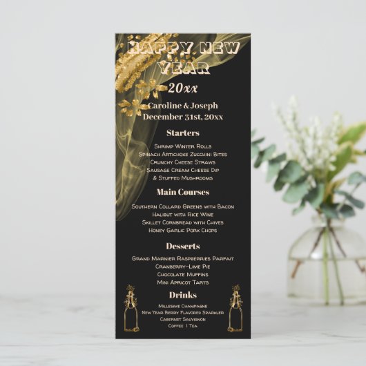Noir & Or Nouvel An Menu & Bubly Champagne (Debout devant)