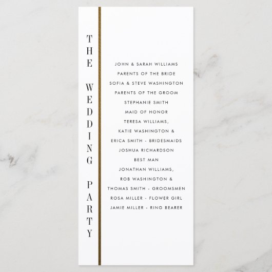 Noir & Or | Programme de mariage personnalisé (Dos)