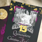 Noir, Or, Violet Quinceanera Tiara Invitation