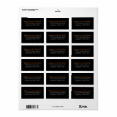 Noir Orange Simple Étiquette de adresse (Feuille entière)