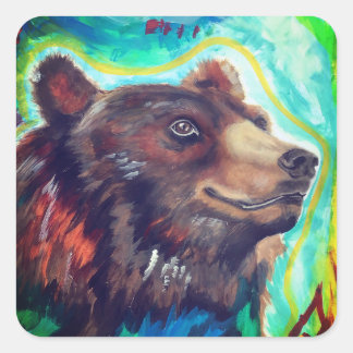Noir ours carré autocollant conception abstraite