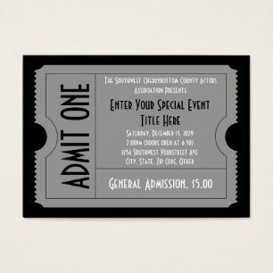 Noir+Paquet blanc de billet d'événement, carte d