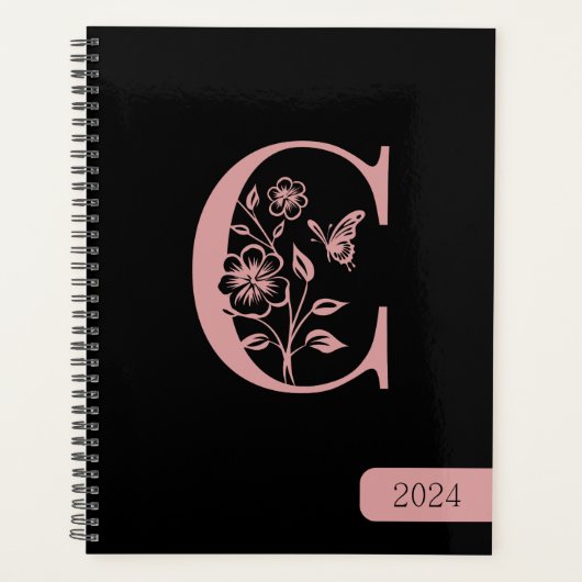 Noir Peach monogramme initiales nom minimaliste 20 (Devant)