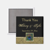 Noir, Peacock Or Plumes Mariage Faveur Aimant (Recto/Verso)