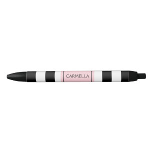 Noir personnalisé et stylo rayé rose