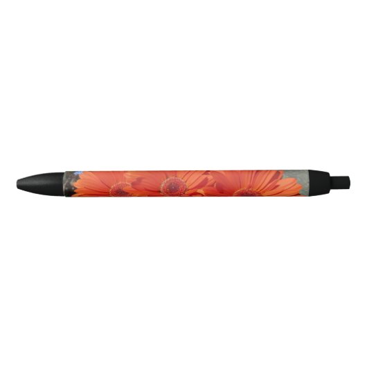 Noir Photo Stylo à fleurs orange (Devant)