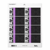 Noir & Plum Damask Étiquettes de adresse - (Feuille entière)