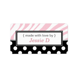 Noir Polka Dot rose Zebra Imprimer Étiquettes de c