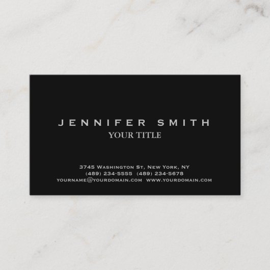 Noir Professional Moderne Carte de visite simple (Devant)