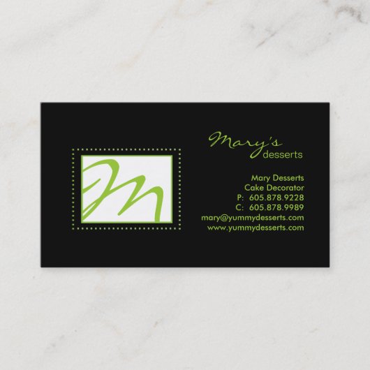 Noir professionnel de vert de carte de visite de (Devant)