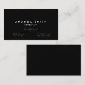 Noir Professionnel Moderne Minimale Carte de visit (Devant / Derrière)