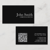 Noir QR Code Directeur commercial Carte de visite (Devant / Derrière)