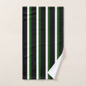 Noir rayé de vert foncé et blanc (Serviette à main)