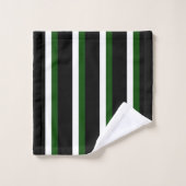 Noir rayé de vert foncé et blanc (Gant de toilette)