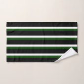 Noir rayé de vert foncé et blanc (Serviette à main)