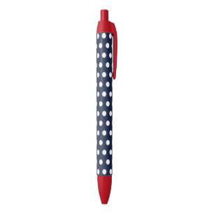 Noir Retro Navy Blue Polka Dot Office Écriture stylo ca