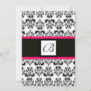 NOIR ROSE BLANC DOMMASK CARRÉ INVITATION MONOGRAMM