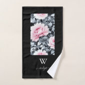 noir & rose élégant Floral moderne (Serviette à main)