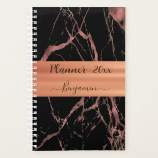 Noir Rose en marbre rose Gold Planner 2023 2024