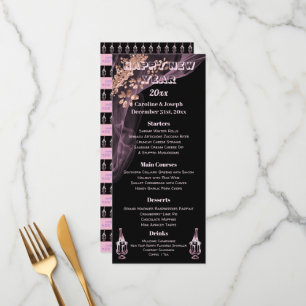 Noir & Rose Gold Nouvel An Menu & Champagne