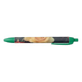 Noir Rose jaune sur stylo vert (Bas)